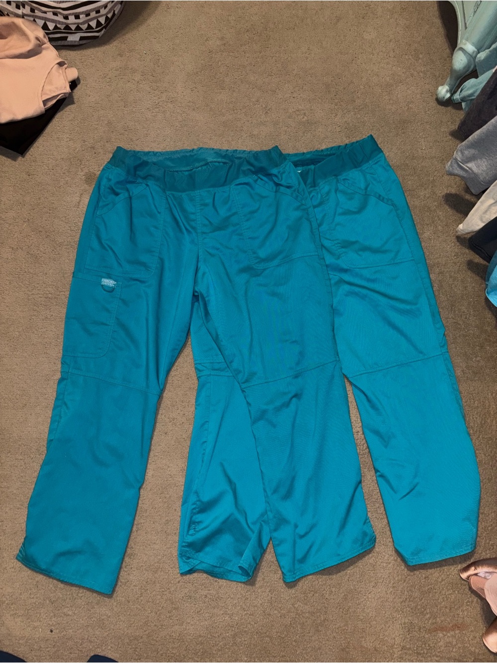 Women's Teal Utility Scrub Pants - Relaxed Fit Lot of 2
